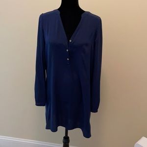 Lilly Pulitzer silk navy dress with gold buttons